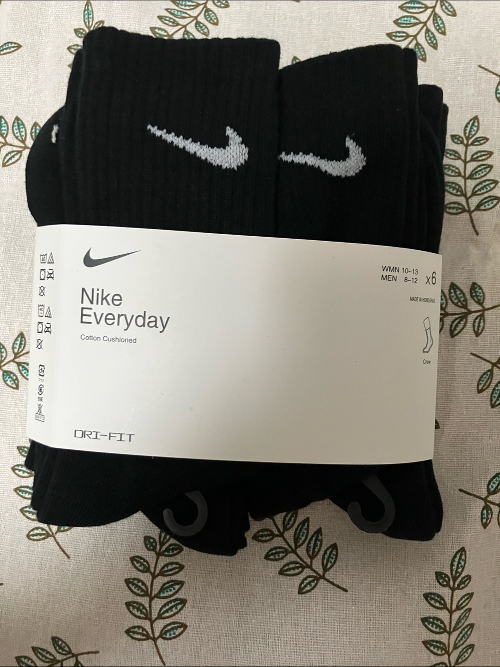 Nike Black Crew Socks with White Swoosh (6-Pack)